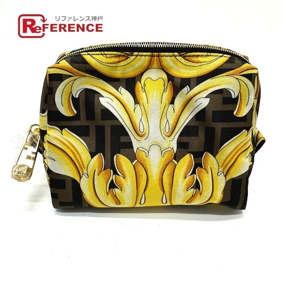Fendi Pouch Brown Versace Nylon Cosmetic Zucca - Picture 1 of 9